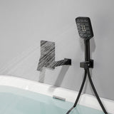 Wall Mount Waterfall Bathtub Faucets with Sprayer Tub Filler Faucet Tub Shower Faucet Set with Rough-in Valve Trim Kit