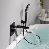 Wall Mount Waterfall Bathtub Faucets with Sprayer Tub Filler Faucet Tub Shower Faucet Set with Rough-in Valve Trim Kit