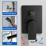 Wall Mount Waterfall Bathtub Faucets with Sprayer Tub Filler Faucet Tub Shower Faucet Set with Rough-in Valve Trim Kit