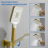 Wall Mount Waterfall Bathtub Faucets with Sprayer Tub Filler Faucet Tub Shower Faucet Set with Rough-in Valve Trim Kit