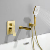 Wall Mount Waterfall Bathtub Faucets with Sprayer Tub Filler Faucet Tub Shower Faucet Set with Rough-in Valve Trim Kit