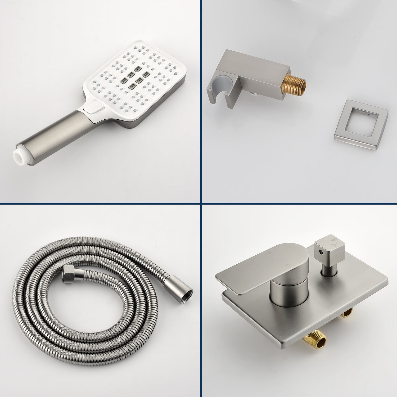 Wall Mount Waterfall Bathtub Faucets with Sprayer Tub Filler Faucet Tub Shower Faucet Set with Rough-in Valve Trim Kit
