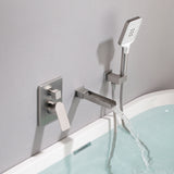 Wall Mount Waterfall Bathtub Faucets with Sprayer Tub Filler Faucet Tub Shower Faucet Set with Rough-in Valve Trim Kit