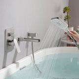 Wall Mount Waterfall Bathtub Faucets with Sprayer Tub Filler Faucet Tub Shower Faucet Set with Rough-in Valve Trim Kit