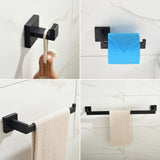 Bathroom Hardware Set, 5-Piece Stainless Steel Bathroom Towel Rack Set Wall Mounted Matte Black Towel Bar Bathroom Accessories Kit