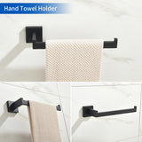 Bathroom Hardware Set, 5-Piece Stainless Steel Bathroom Towel Rack Set Wall Mounted Matte Black Towel Bar Bathroom Accessories Kit