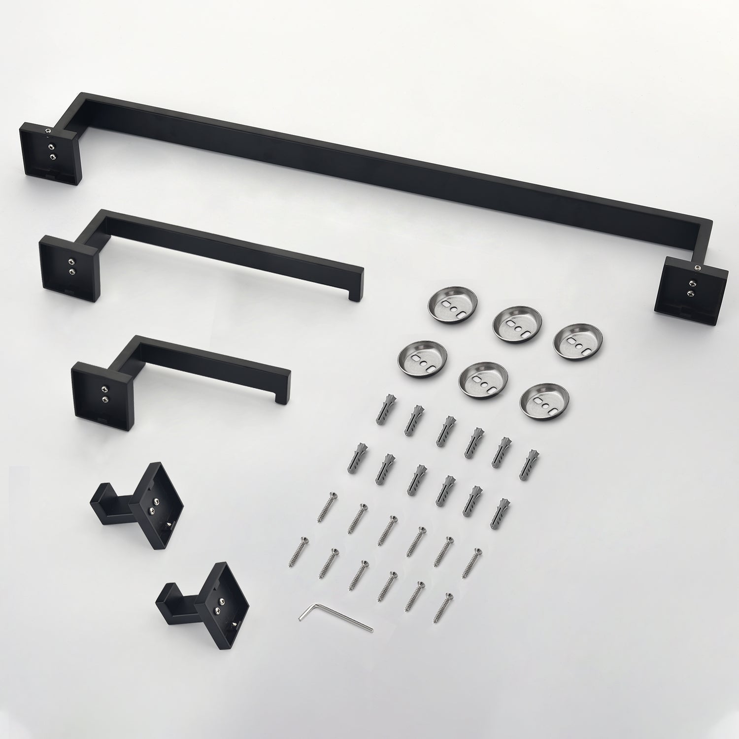 Bathroom Hardware Set, 5-Piece Stainless Steel Bathroom Towel Rack Set Wall Mounted Matte Black Towel Bar Bathroom Accessories Kit