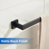 Bathroom Hardware Set, 5-Piece Stainless Steel Bathroom Towel Rack Set Wall Mounted Matte Black Towel Bar Bathroom Accessories Kit