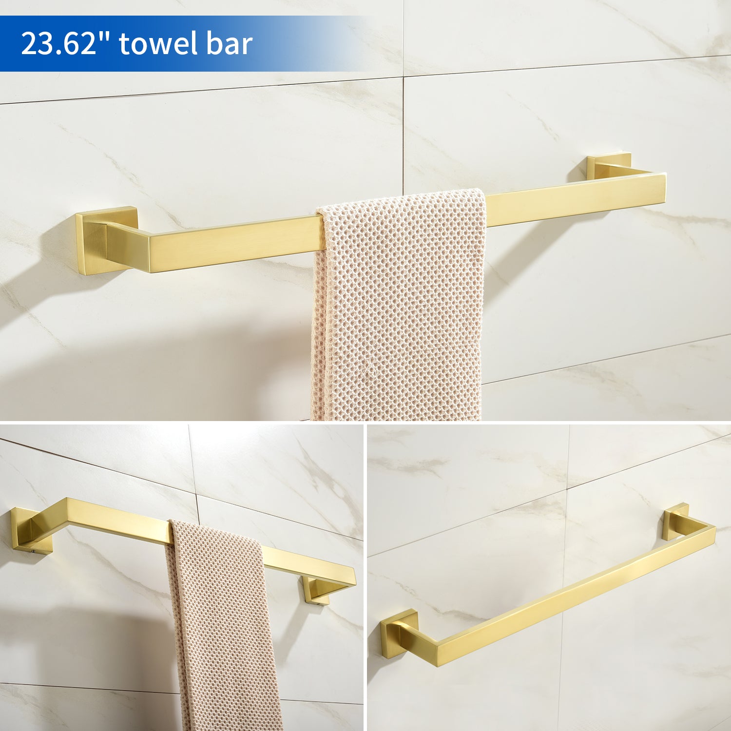 Bathroom Hardware Set, 5-Piece Stainless Steel Bathroom Towel Rack Set Wall Mounted Matte Black Towel Bar Bathroom Accessories Kit