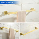 Bathroom Hardware Set, 5-Piece Stainless Steel Bathroom Towel Rack Set Wall Mounted Matte Black Towel Bar Bathroom Accessories Kit