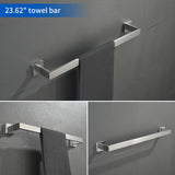 Bathroom Hardware Set, 5-Piece Stainless Steel Bathroom Towel Rack Set Wall Mounted Matte Black Towel Bar Bathroom Accessories Kit