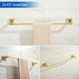 Bathroom Towel Bar Sets 4-Piece Bathroom Hardware Set Stainless Steel Bath Accessories Kit Wall Mounted