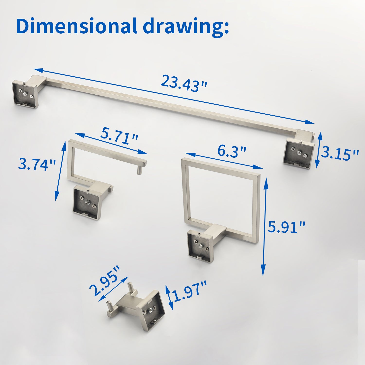Bathroom Towel Bar Sets 4-Piece Bathroom Hardware Set Stainless Steel Bath Accessories Kit Wall Mounted