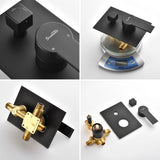 Brass Rainfall Shower System, Luxuly Bathroom Shower Faucet Combo Set Brushed Champaign