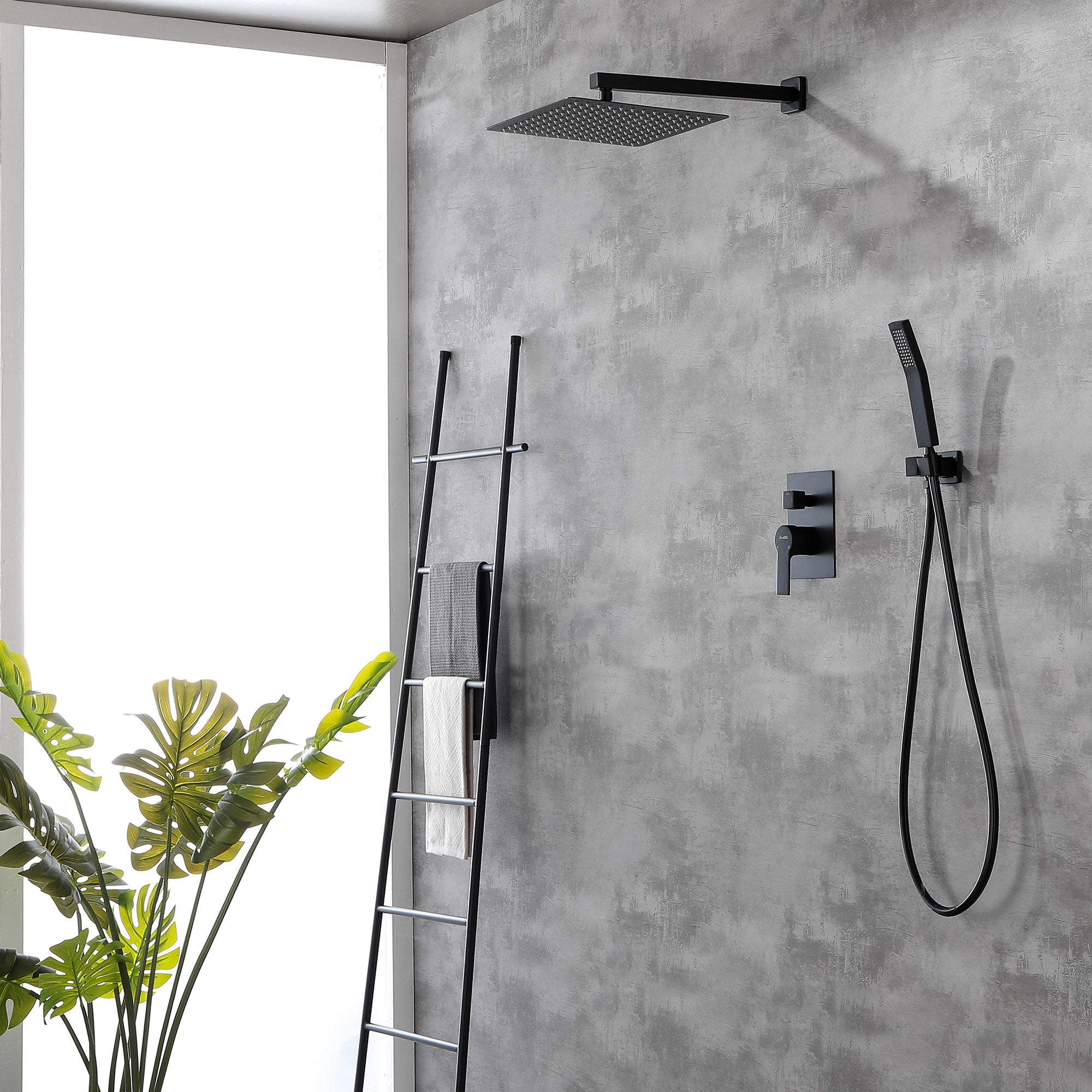 Brass Rainfall Shower System, Luxuly Bathroom Shower Faucet Combo Set Brushed Champaign