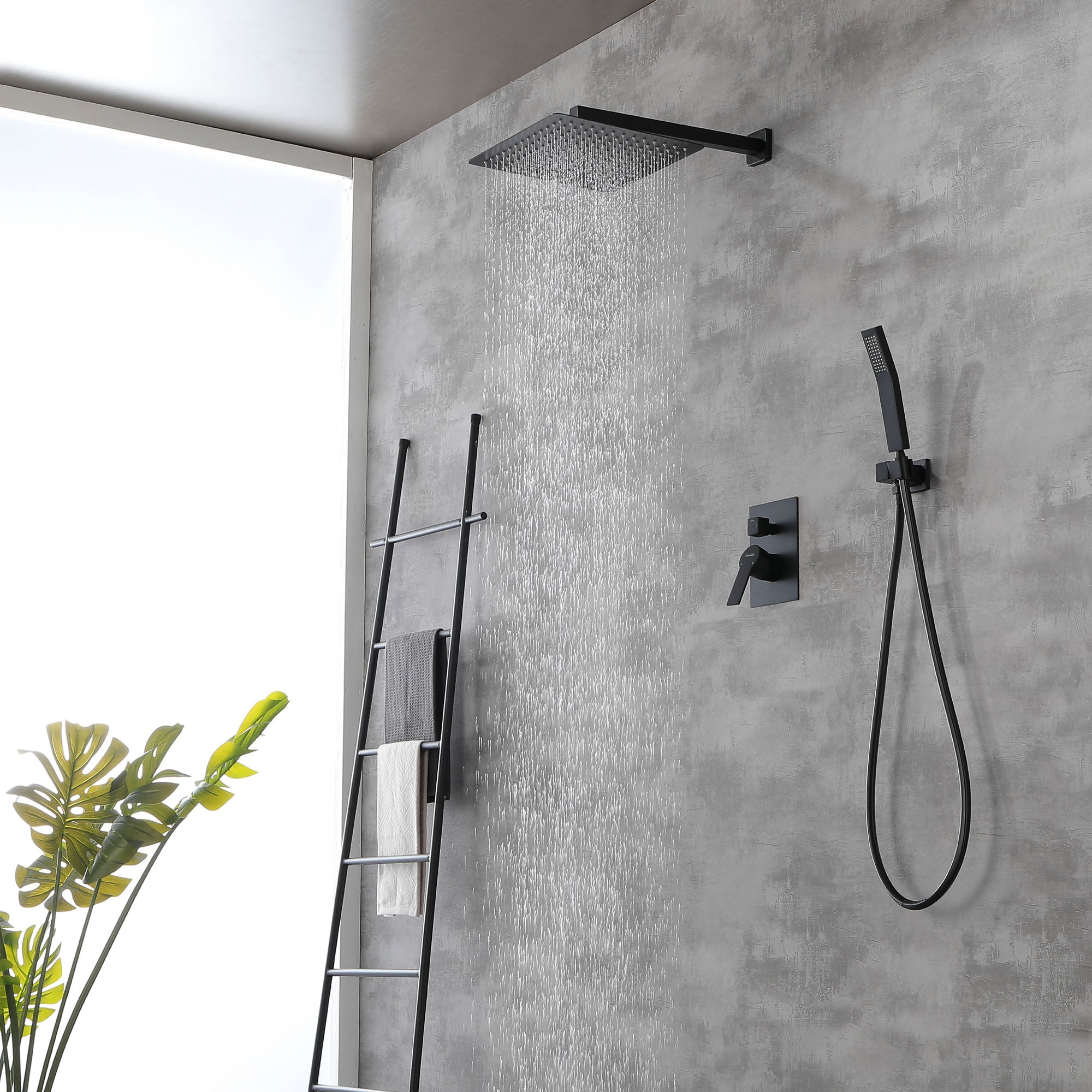 Brass Rainfall Shower System, Luxuly Bathroom Shower Faucet Combo Set Brushed Champaign