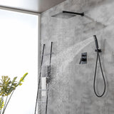 Brass Rainfall Shower System, Luxuly Bathroom Shower Faucet Combo Set Brushed Champaign