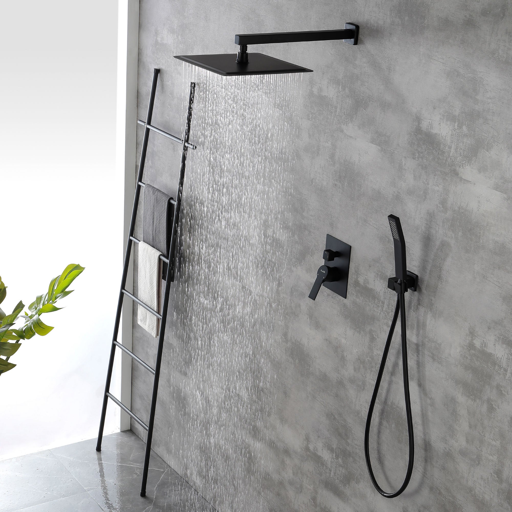 Brass Rainfall Shower System, Luxuly Bathroom Shower Faucet Combo Set Brushed Champaign