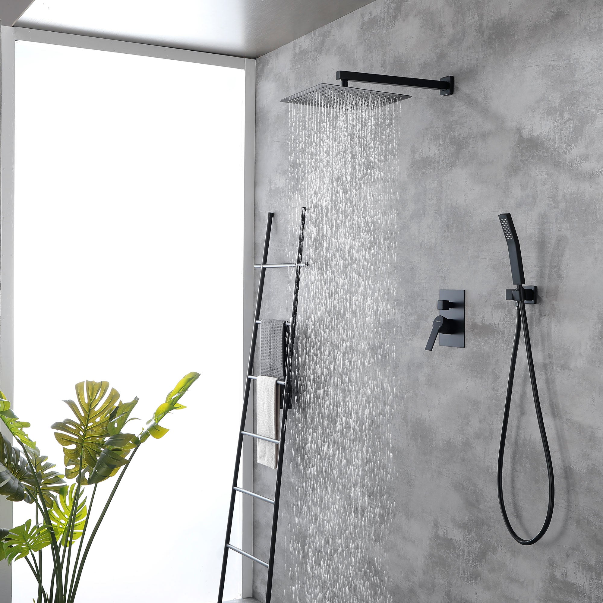 Brass Rainfall Shower System, Luxuly Bathroom Shower Faucet Combo Set Brushed Champaign