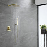 Brass Rainfall Shower System, Luxuly Bathroom Shower Faucet Combo Set Brushed Champaign