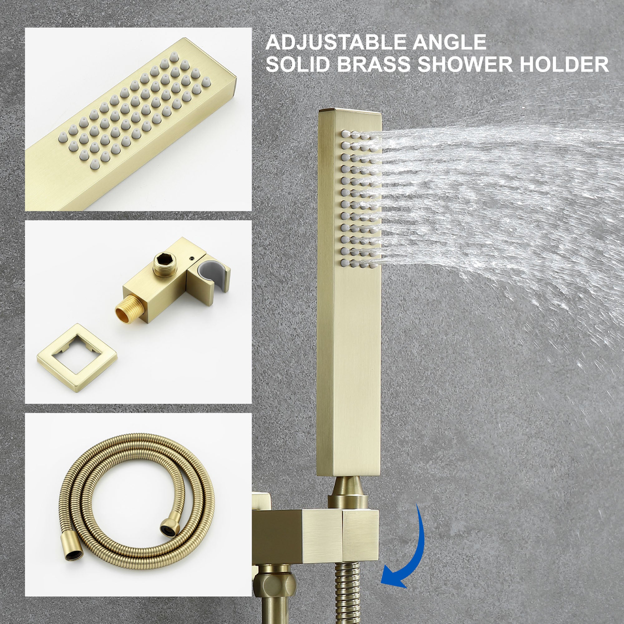 SHAMANDA Premium Matte Black Rainfall Shower System 10 Inch Luxury Bathroom Shower Set