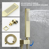 Brass Rainfall Shower System, Luxuly Bathroom Shower Faucet Combo Set Brushed Champaign