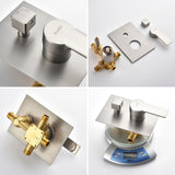 Brass Rainfall Shower System, Luxuly Bathroom Shower Faucet Combo Set Brushed Champaign