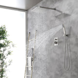 Brass Rainfall Shower System, Luxuly Bathroom Shower Faucet Combo Set Brushed Champaign