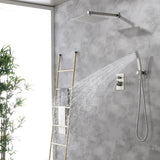 Brass Rainfall Shower System, Luxuly Bathroom Shower Faucet Combo Set Brushed Champaign