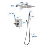 Brass Rainfall Shower System, Luxuly Bathroom Shower Faucet Combo Set Brushed Champaign