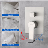 Brass Rainfall Shower System, Luxuly Bathroom Shower Faucet Combo Set Brushed Champaign
