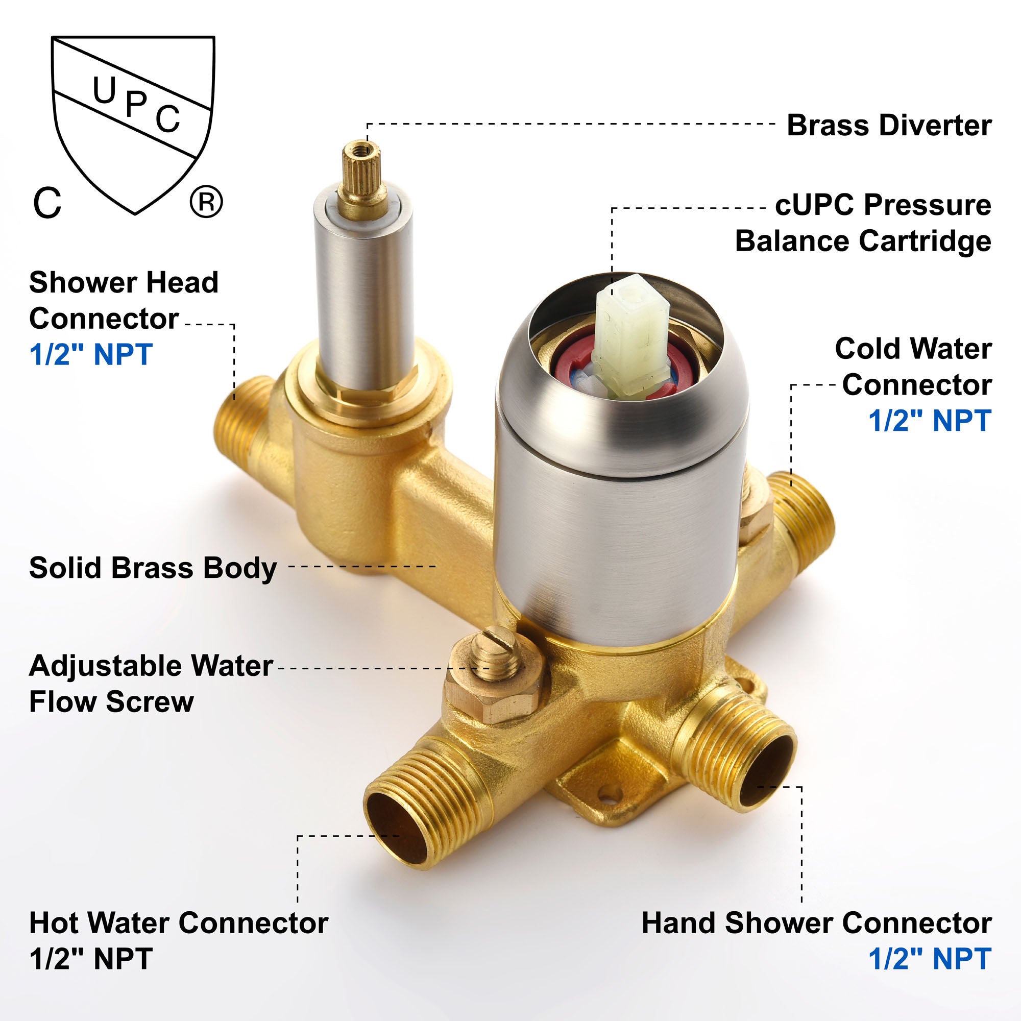Brass Rainfall Shower System, Luxuly Bathroom Shower Faucet Combo Set Brushed Champaign