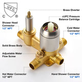 Brass Rainfall Shower System, Luxuly Bathroom Shower Faucet Combo Set Brushed Champaign