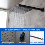 SHAMANDA Premium Matte Black Rainfall Shower System 10 Inch Luxury Bathroom Shower Set