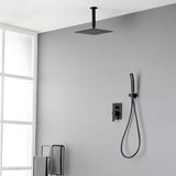 Ceiling Mounted Rain Shower System, SHAMANDA Luxury Brass Shower Faucet Set with 12 Inch Shower Head and Hand Shower