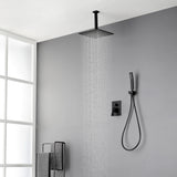 Ceiling Mounted Rain Shower System, SHAMANDA Luxury Brass Shower Faucet Set with 12 Inch Shower Head and Hand Shower