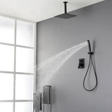 Ceiling Mounted Rain Shower System, SHAMANDA Luxury Brass Shower Faucet Set with 12 Inch Shower Head and Hand Shower