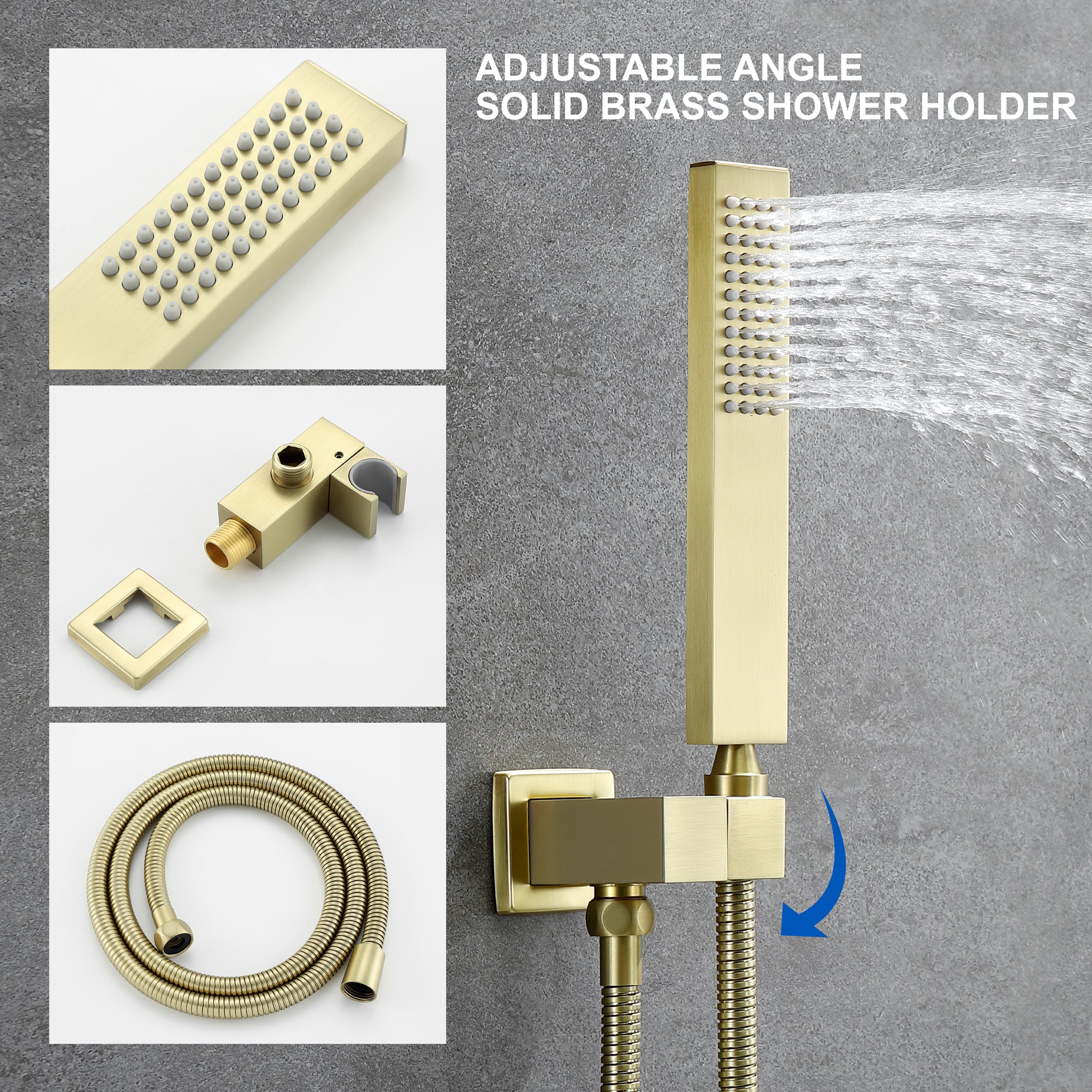 Ceiling Mounted Rain Shower System, SHAMANDA Luxury Brass Shower Faucet Set with 12 Inch Shower Head and Hand Shower