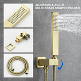 Ceiling Mounted Rain Shower System, SHAMANDA Luxury Brass Shower Faucet Set with 12 Inch Shower Head and Hand Shower