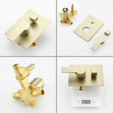 Ceiling Mounted Rain Shower System, SHAMANDA Luxury Brass Shower Faucet Set with 12 Inch Shower Head and Hand Shower