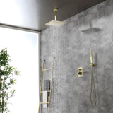 Ceiling Mounted Rain Shower System, SHAMANDA Luxury Brass Shower Faucet Set with 12 Inch Shower Head and Hand Shower