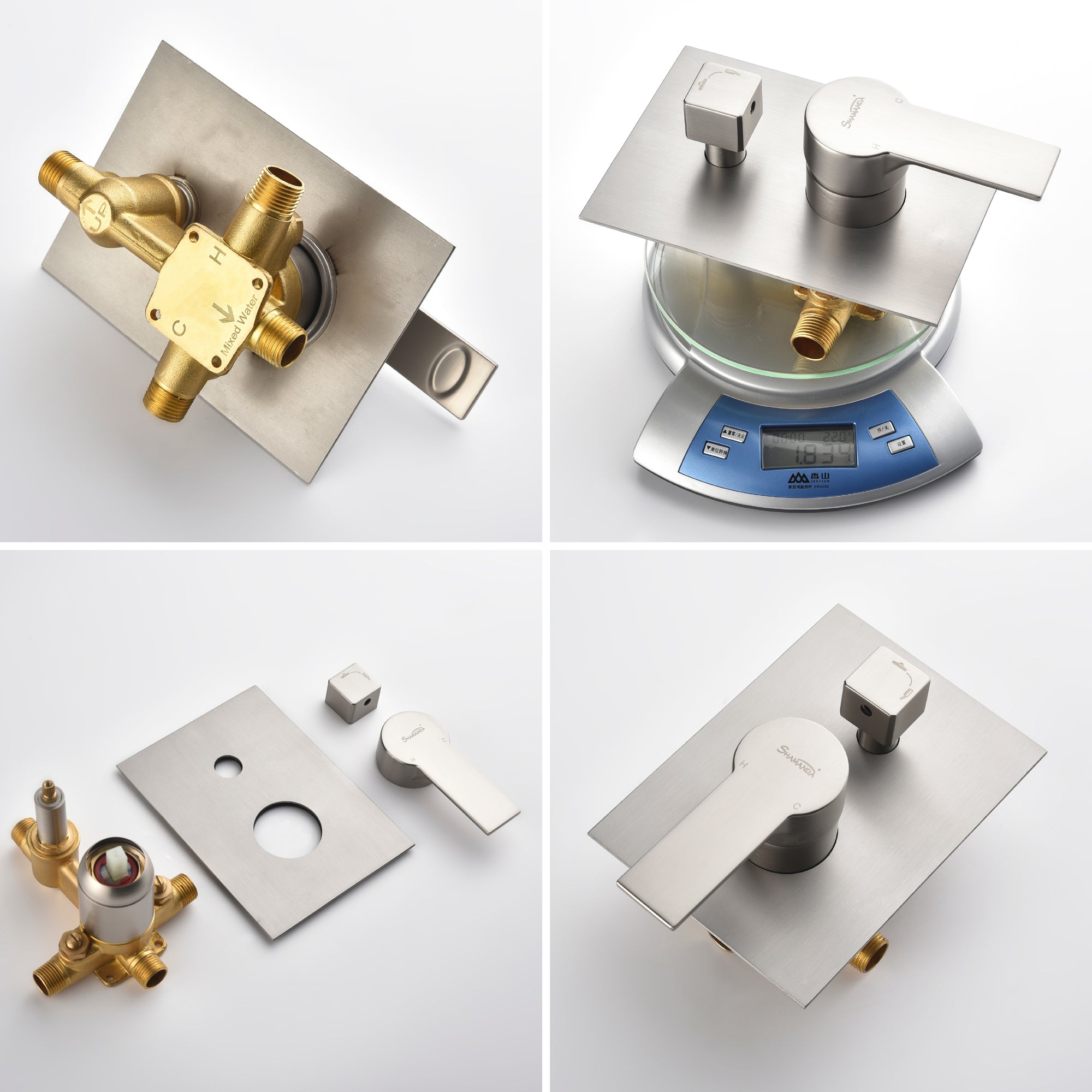 Ceiling Mounted Rain Shower System, SHAMANDA Luxury Brass Shower Faucet Set with 12 Inch Shower Head and Hand Shower