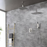 Ceiling Mounted Rain Shower System, SHAMANDA Luxury Brass Shower Faucet Set with 12 Inch Shower Head and Hand Shower