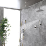 Ceiling Mounted Rain Shower System, SHAMANDA Luxury Brass Shower Faucet Set with 12 Inch Shower Head and Hand Shower
