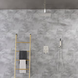 Ceiling Mounted Rain Shower System, SHAMANDA Luxury Brass Shower Faucet Set with 12 Inch Shower Head and Hand Shower