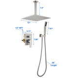 Ceiling Mounted Rain Shower System, SHAMANDA Luxury Brass Shower Faucet Set with 12 Inch Shower Head and Hand Shower