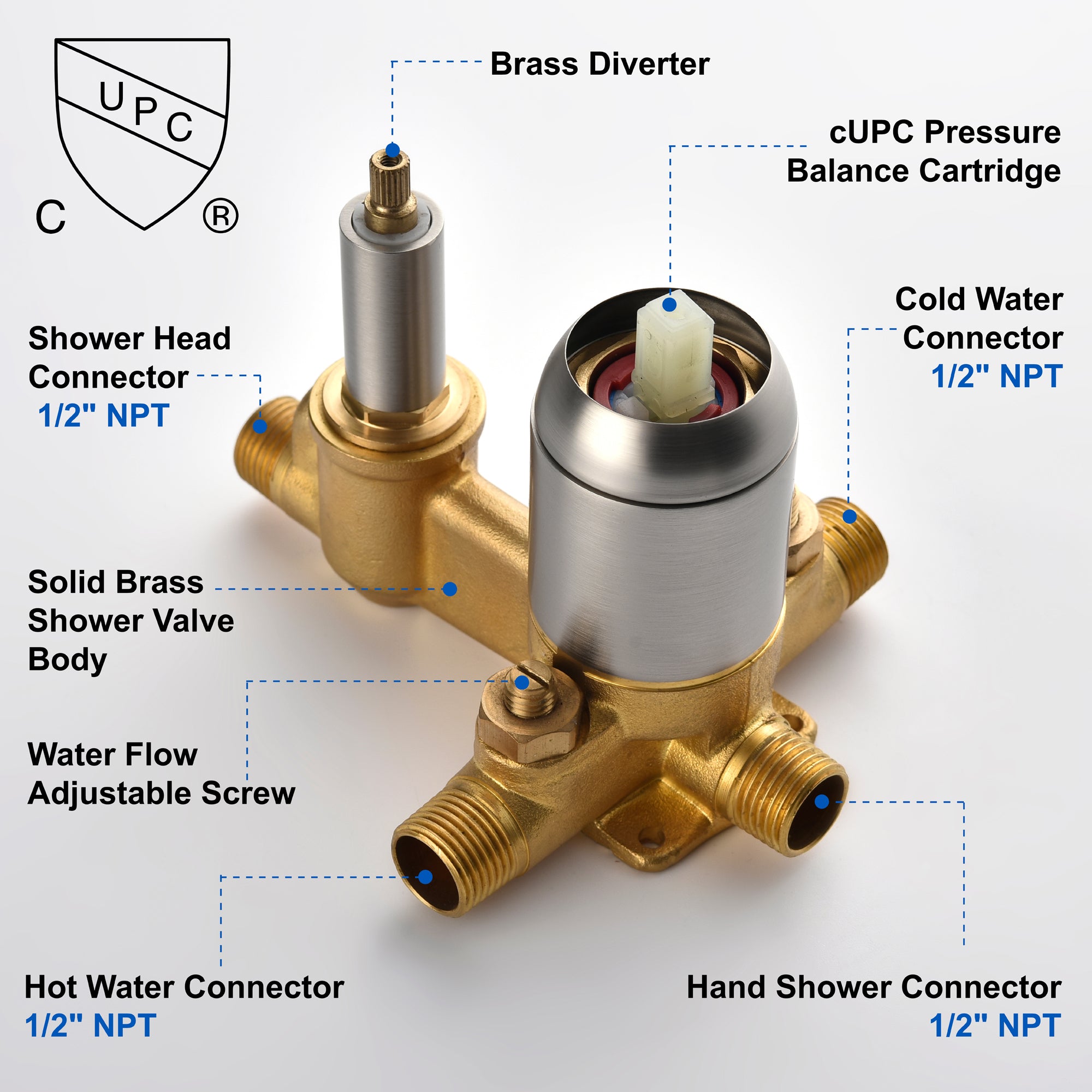 Ceiling Mounted Rain Shower System, SHAMANDA Luxury Brass Shower Faucet Set with 12 Inch Shower Head and Hand Shower