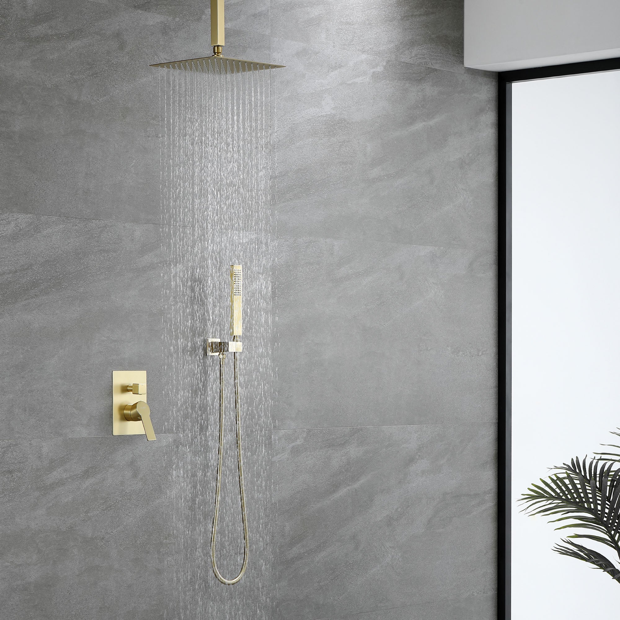 Ceiling Mount Shower System, 10-Inch Bathroom Luxury Rain Mixer Shower