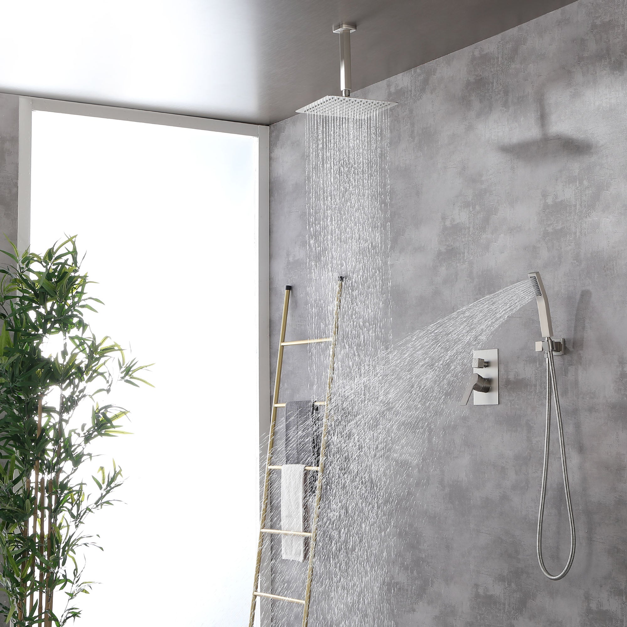 Ceiling Mount Shower System, 10-Inch Bathroom Luxury Rain Mixer Shower