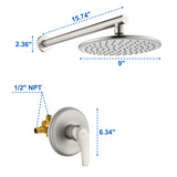 Round Shower Faucets Sets Complete, Single Function Shower